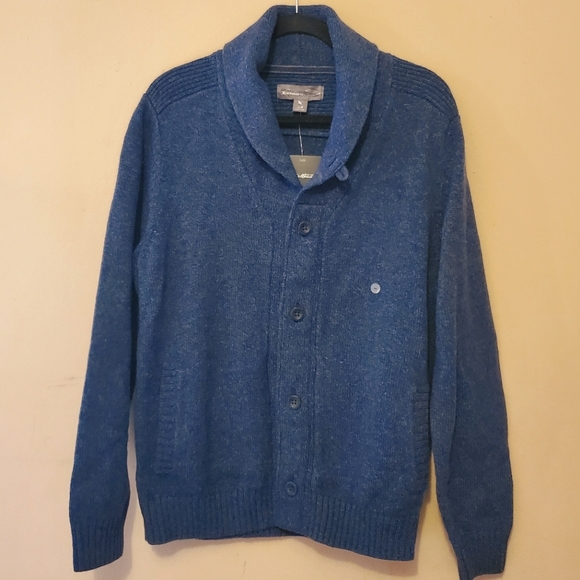Eddie Bauer Men's Interlodge Shawl Cardigan heathered navy